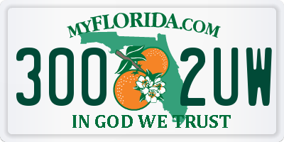 FL license plate 3002UW