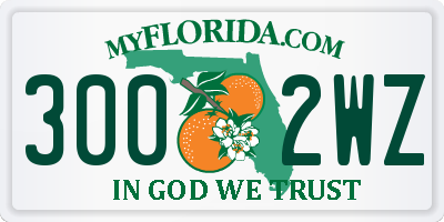 FL license plate 3002WZ