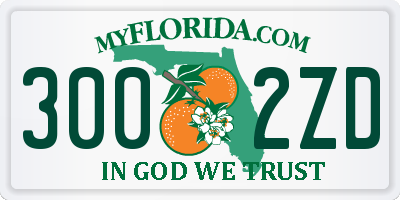 FL license plate 3002ZD