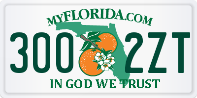FL license plate 3002ZT