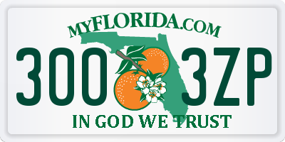 FL license plate 3003ZP