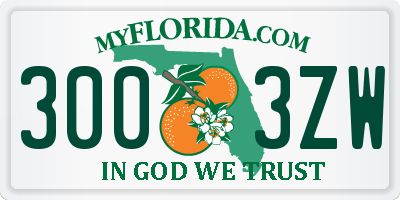 FL license plate 3003ZW