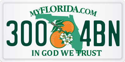FL license plate 3004BN