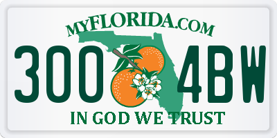 FL license plate 3004BW