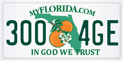 FL license plate 3004GE