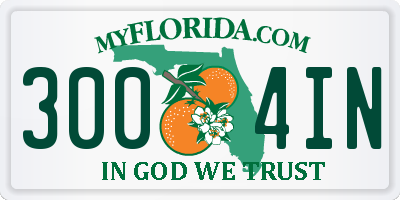 FL license plate 3004IN