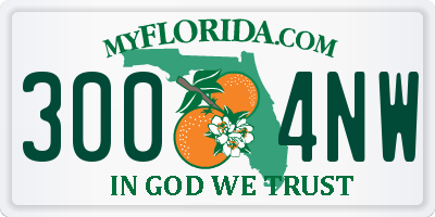 FL license plate 3004NW