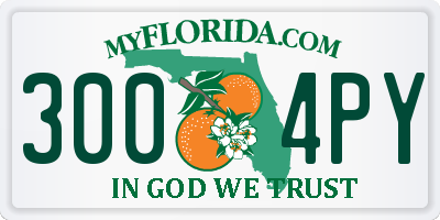 FL license plate 3004PY