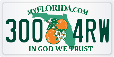 FL license plate 3004RW