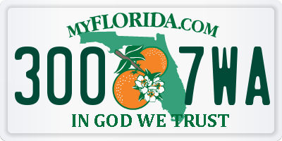 FL license plate 3007WA