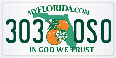 FL license plate 3030SO