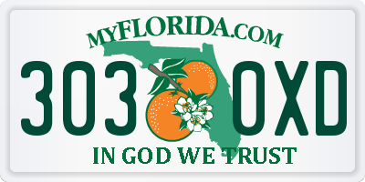 FL license plate 3030XD