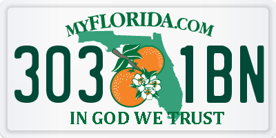 FL license plate 3031BN