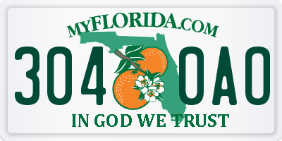 FL license plate 3040AO