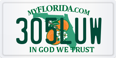 FL license plate 305LUW