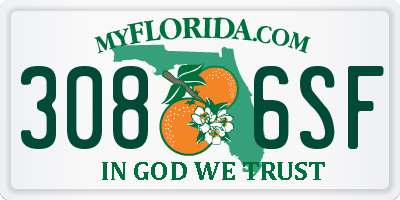 FL license plate 3086SF