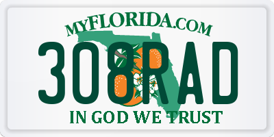 FL license plate 308RAD