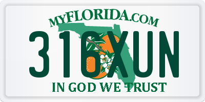 FL license plate 316XUN