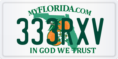 FL license plate 333RXV