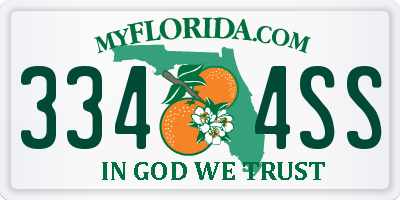 FL license plate 3344SS
