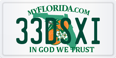 FL license plate 33DSXI