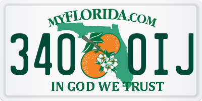 FL license plate 3400IJ
