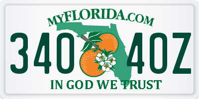 FL license plate 3404OZ