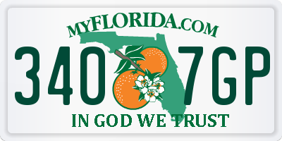 FL license plate 3407GP