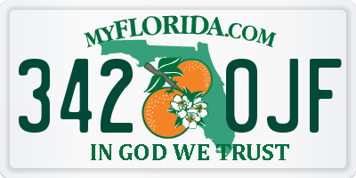FL license plate 3420JF