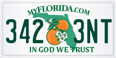FL license plate 3423NT