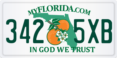 FL license plate 3425XB