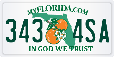 FL license plate 3434SA