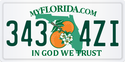FL license plate 3434ZI