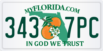 FL license plate 3437PC