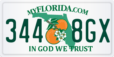 FL license plate 3448GX