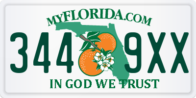 FL license plate 3449XX
