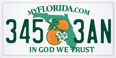 FL license plate 3453AN