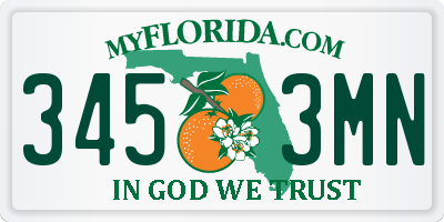 FL license plate 3453MN