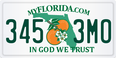 FL license plate 3453MO