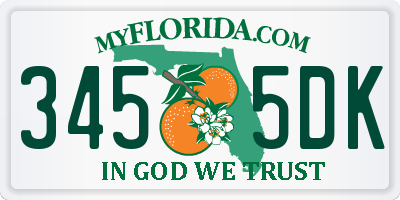 FL license plate 3455DK