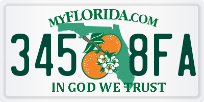 FL license plate 3458FA
