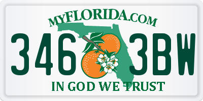 FL license plate 3463BW