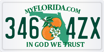 FL license plate 3464ZX