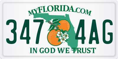 FL license plate 3474AG