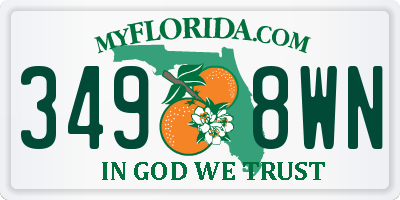 FL license plate 3498WN