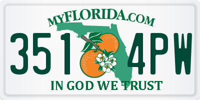 FL license plate 3514PW