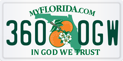 FL license plate 3600GW