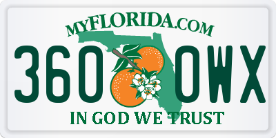 FL license plate 3600WX