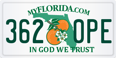 FL license plate 3620PE