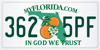 FL license plate 3625PF